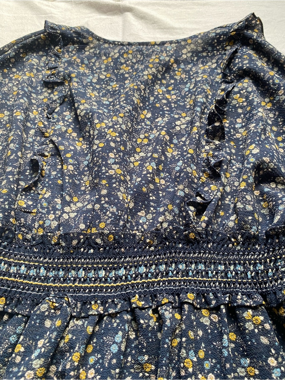 Max Studio Navy Floral Tiered Maxi Dress SZ L - Picture 7 of 16